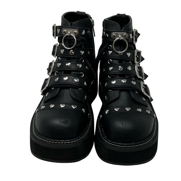 Demonia Emily-315 Ankle Boots Size 7 Black Vegan Leather Platform Whimsigoth - Picture 4 of 12